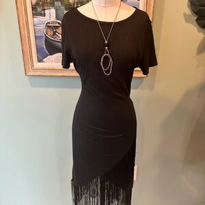Elegant Black Fringe Dress